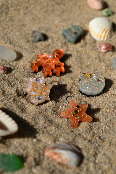 Seashell Mismatch Charms (Silver hoop)