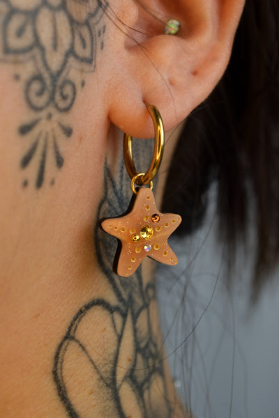 Seashell Mismatch Charms (Gold hoop)