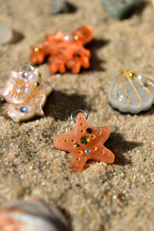 Seashell Mismatch Charms (Silver hoop)