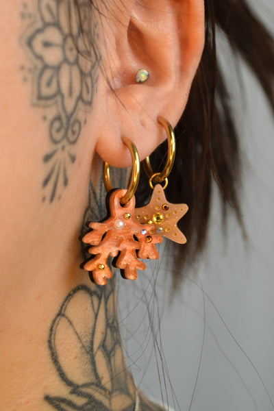 Seashell Mismatch Charms (Gold hoop)