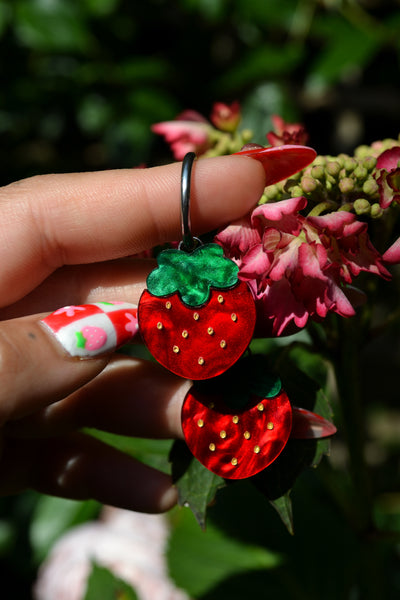 Red Strawberry (Silver Hoop)