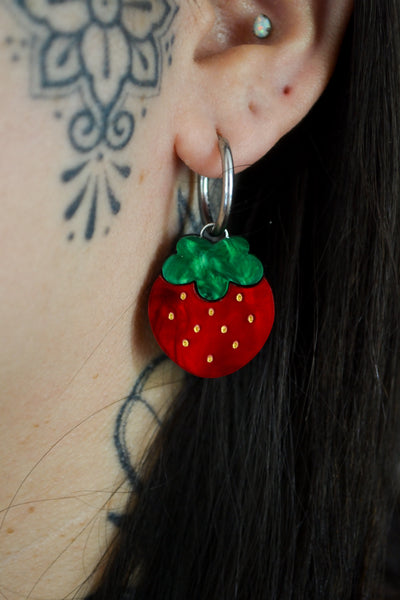 Red Strawberry (Silver Hoop)