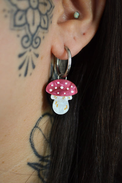 Pink Amanita (Silver Hoop)