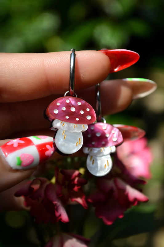Pink Amanita (Silver Hoop)