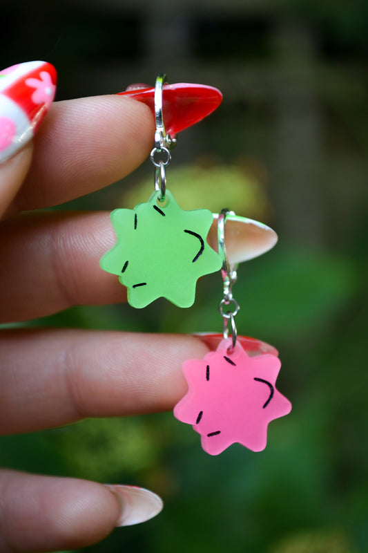 Pink & Green Konpeito (Silver Hoop)