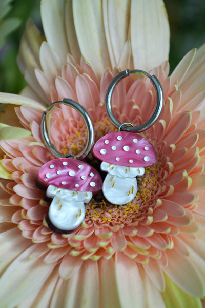 Pink Amanita (Silver Hoop)
