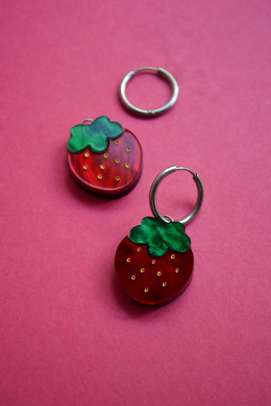 Red Strawberry (Silver Hoop)