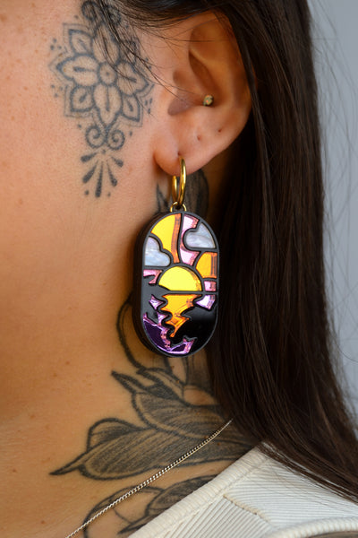 Sunset Stained Glass Window (Gold Hoop)
