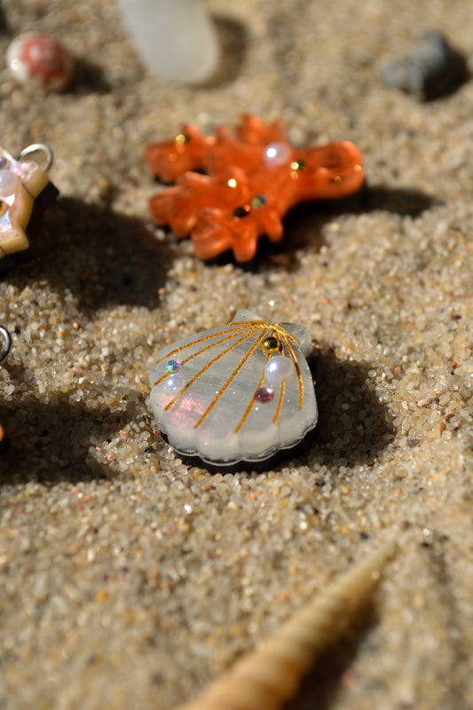 Seashell Mismatch Charms (Silver hoop)