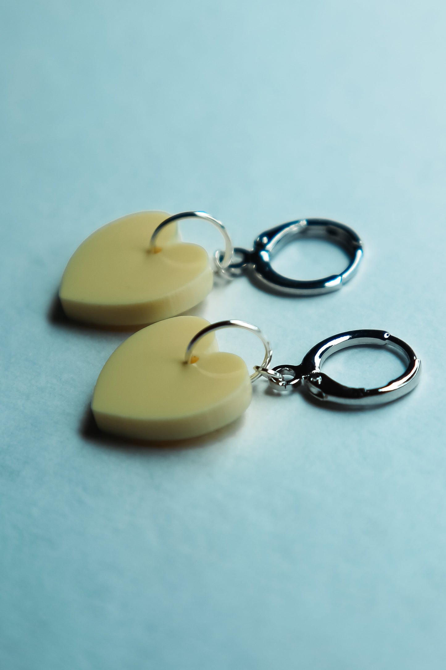 pair of yellow pastel heart earrings