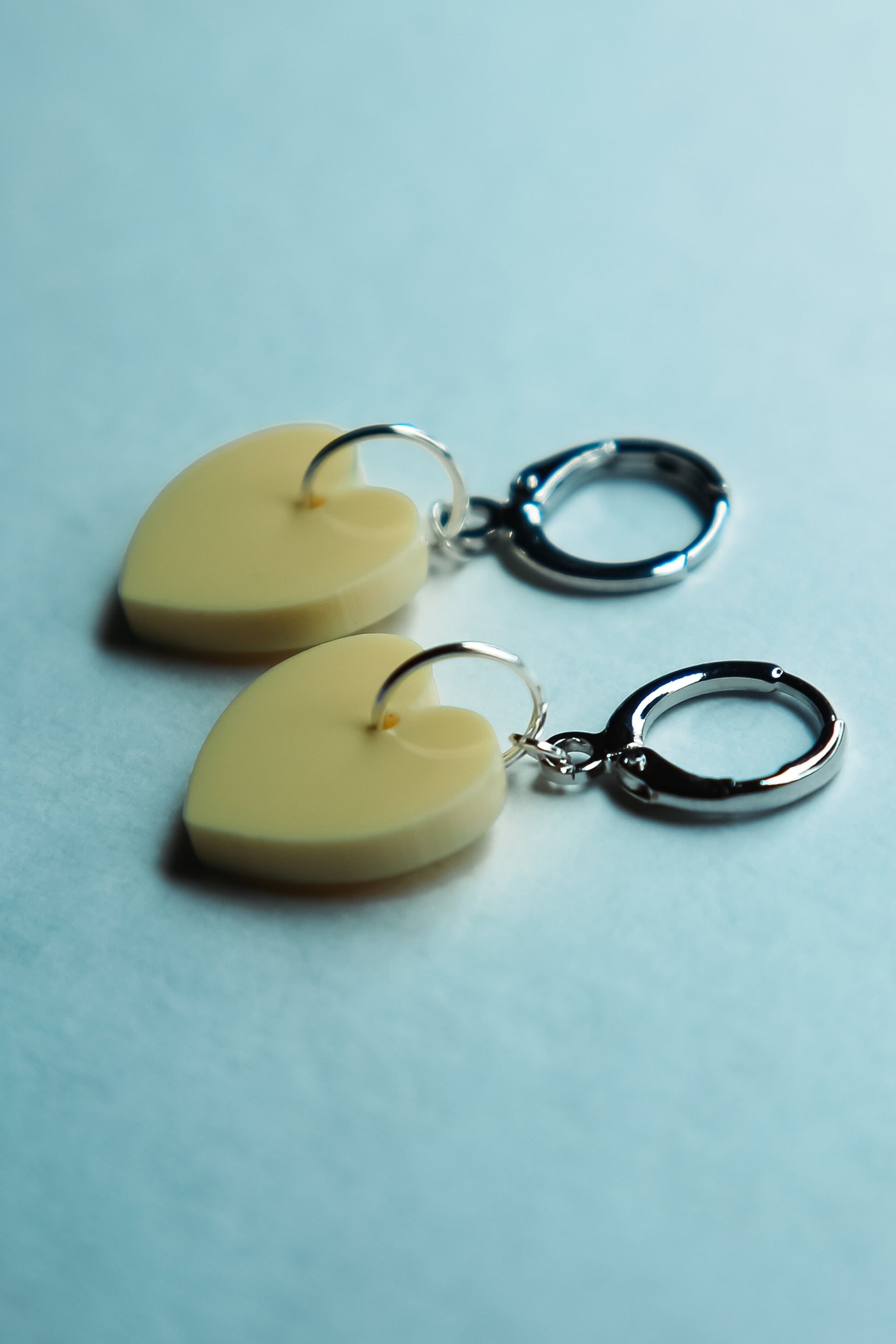 pair of yellow pastel heart earrings