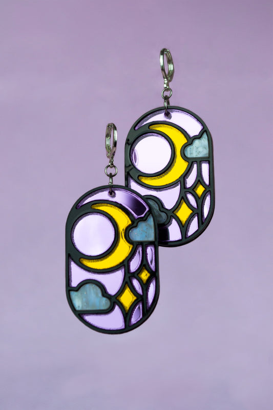 Night Stainglass Window (Silver Hoop)