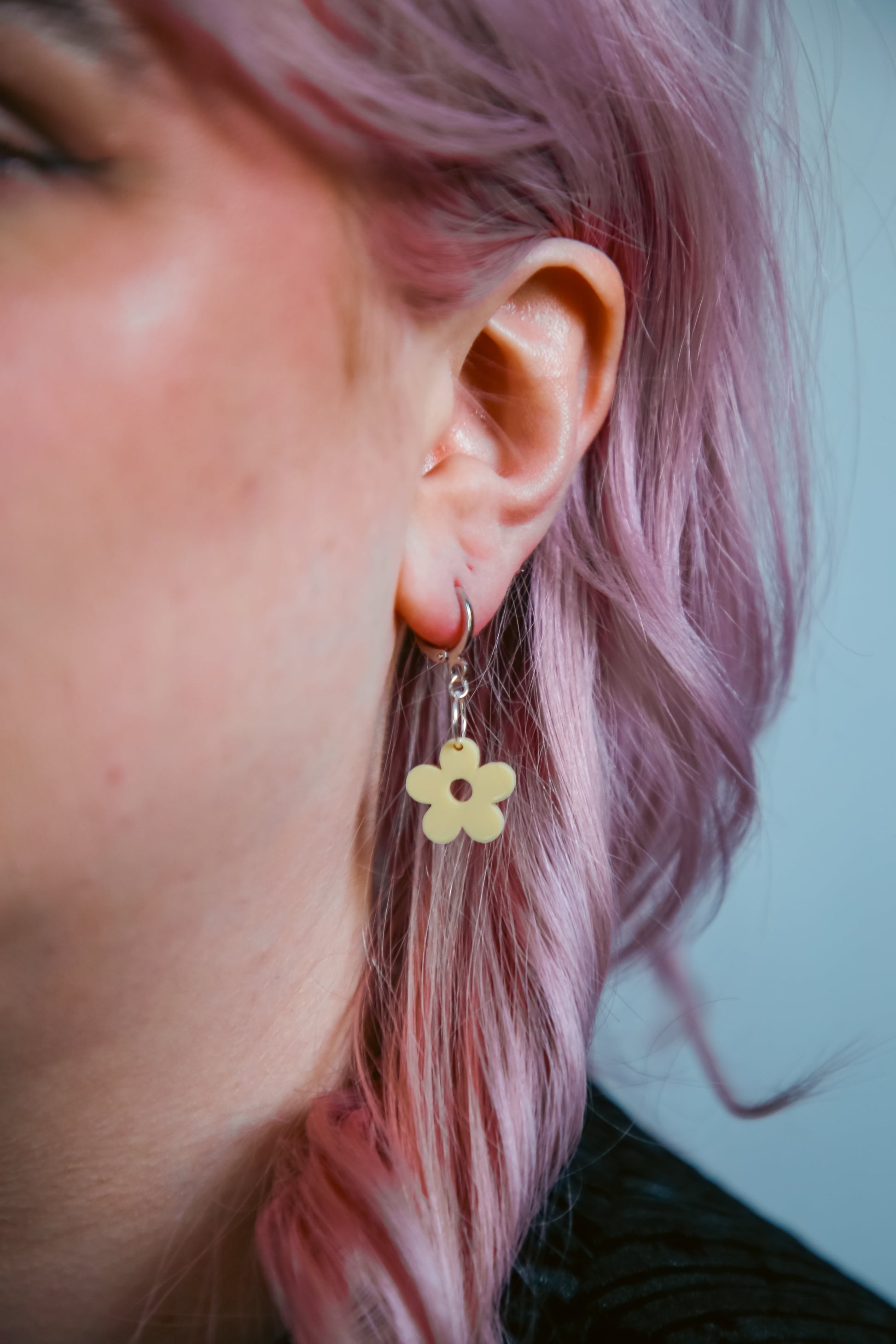 yellow pastel flower earrings
