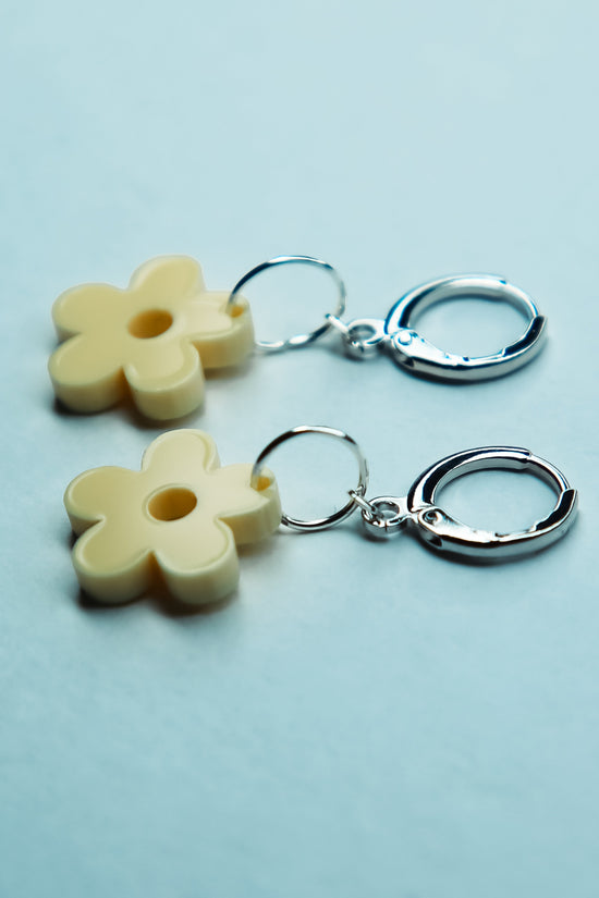 pair of yellow pastel flower earrings