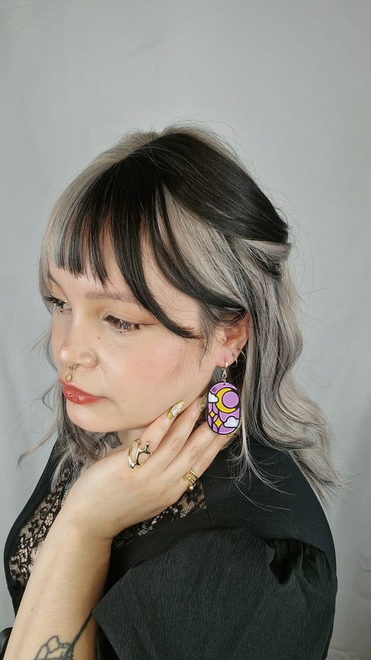 Night Stainglass Window (Silver Hoop)